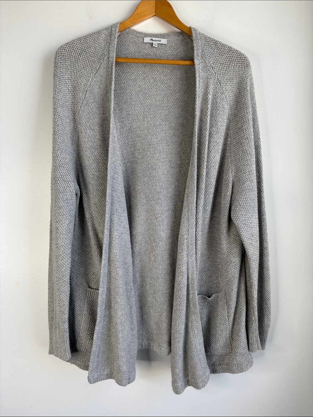 Madewell gray waffle knit cardigan sweater
